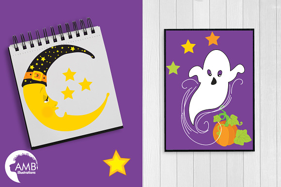 Whispy Halloween Ghosts  AMB-142 in Illustrations - product preview 4