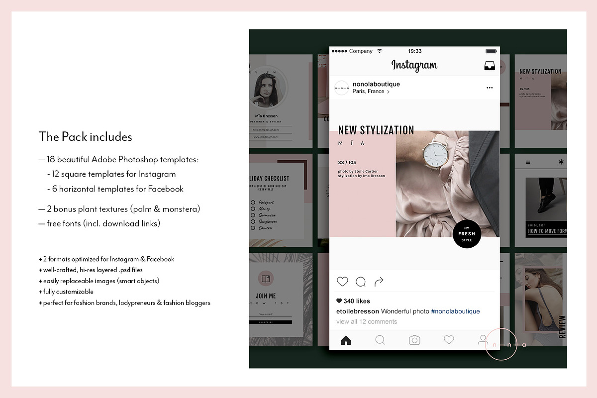 Lifestyle Social Media Kit • Mïa in Instagram Templates - product preview 8