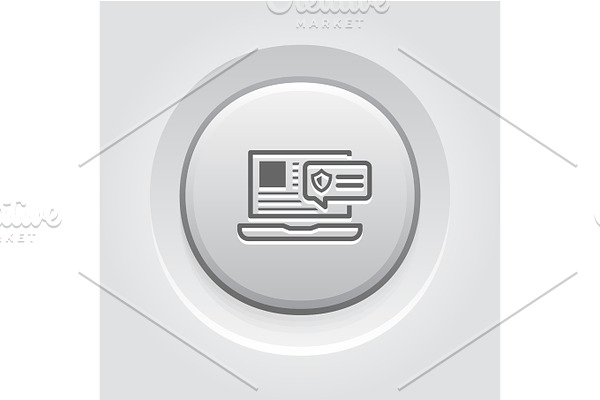 Security Alert Icon. Grey Button Design.