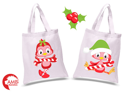 Christmas Redbirds Clipart AMB-193 in Illustrations - product preview 1