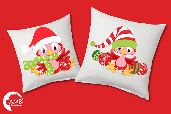 Christmas Redbirds Clipart AMB-193 in Illustrations - product preview 2