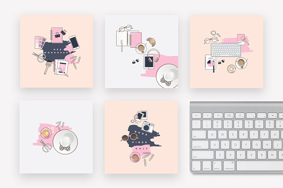 Her Workspace illustrated Insta pack in Instagram Templates - product preview 1