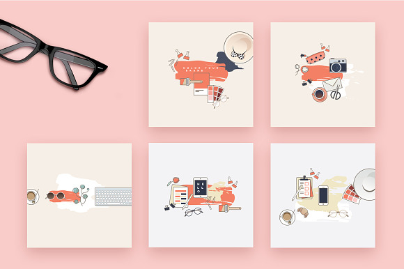 Her Workspace illustrated Insta pack in Instagram Templates - product preview 2