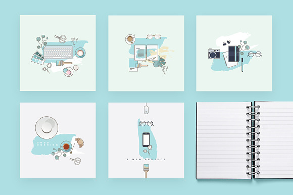 Her Workspace illustrated Insta pack in Instagram Templates - product preview 3