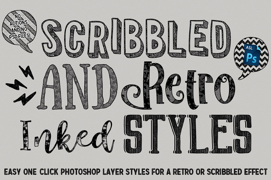Scribbled And Retro Inked Styles in Photoshop Layer Styles - product preview 8