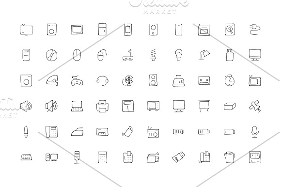 160 Electronics Hand Drawn Icons in Graphics - product preview 1