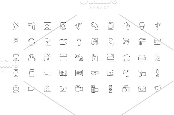 160 Electronics Hand Drawn Icons in Graphics - product preview 2