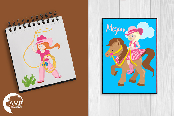 Cowgirls Clipart AMB-159 in Illustrations - product preview 5