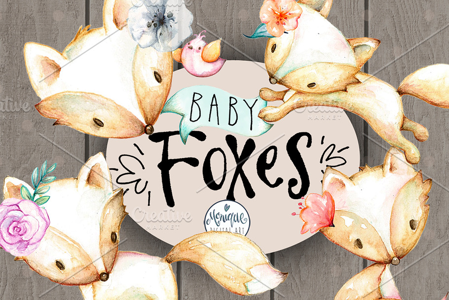 Fox Clipart Watercolor in Illustrations - product preview 8