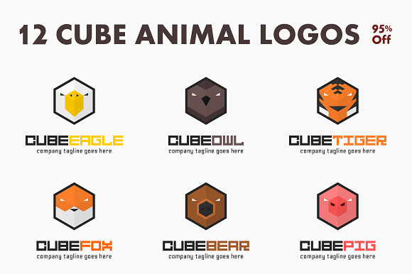 12 Cube Animal Logos - 95% Off in Logo Templates - product preview 4