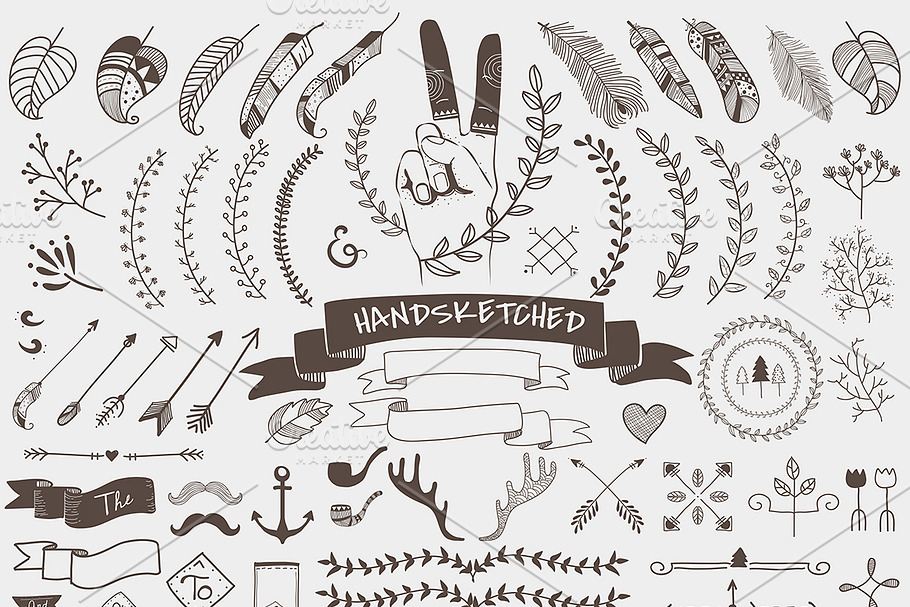 hand sketched label ornament vector in Illustrations - product preview 8