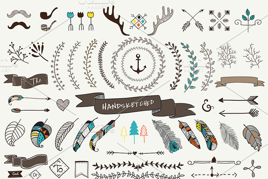 Website hand sketched label ornament in Illustrations - product preview 8