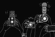 People snap photo vector