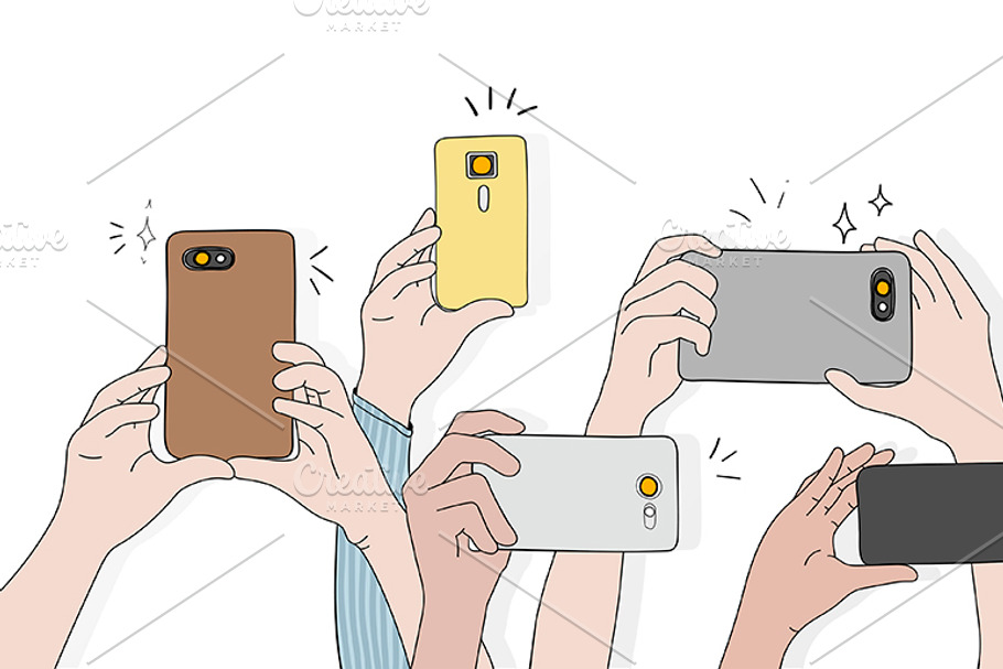 Hands taking photo smartphone in Illustrations - product preview 8