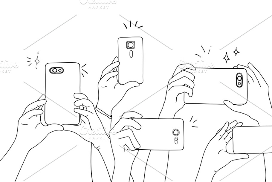 Hands taking photo with phone vector in Illustrations - product preview 8