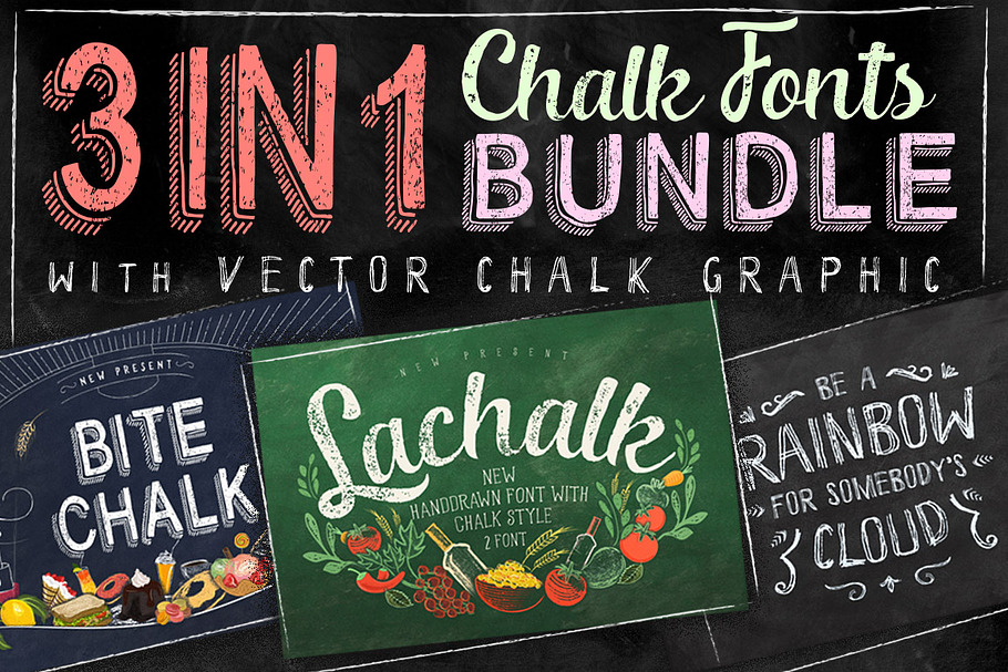 3 IN 1 Chalk Fonts Bundle + Extras in Chalkboard Fonts - product preview 8