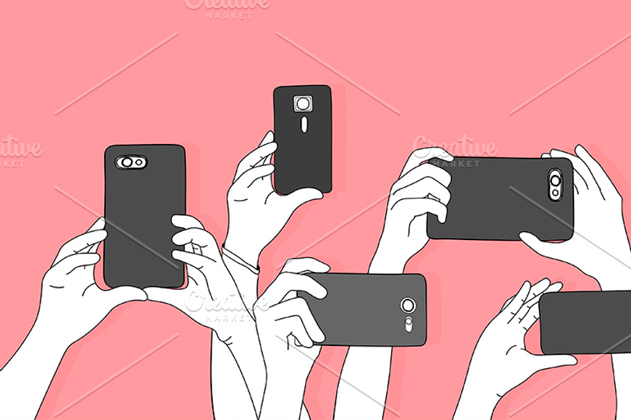 Hands taking photo with phone vector in Illustrations - product preview 8
