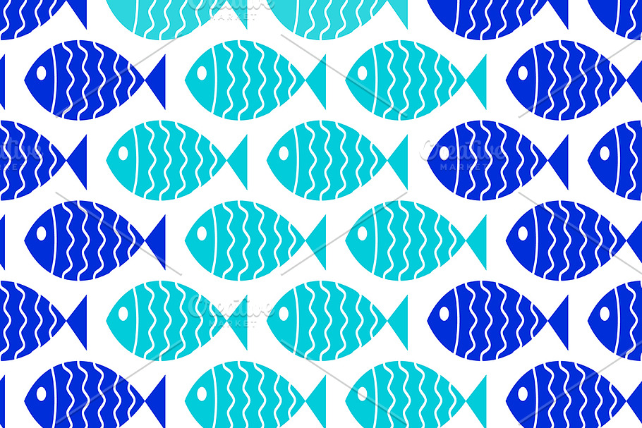 Seamless nautical pattern with fish. in Patterns - product preview 8