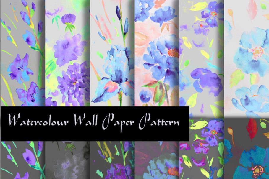 Watercolor Floral Pattern Purple in Patterns - product preview 8