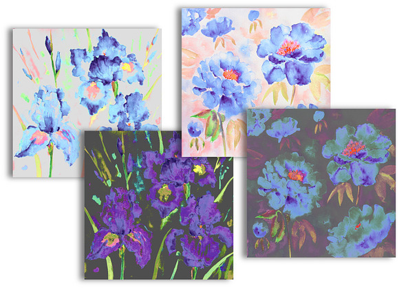 Watercolor Floral Pattern Purple in Patterns - product preview 2