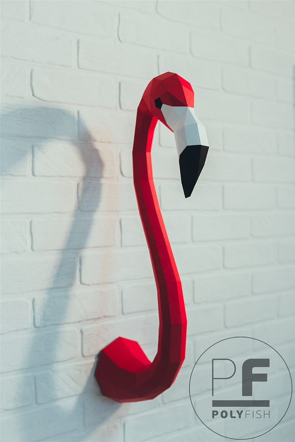DIY Flamingo Head 3D model template in Templates - product preview 1