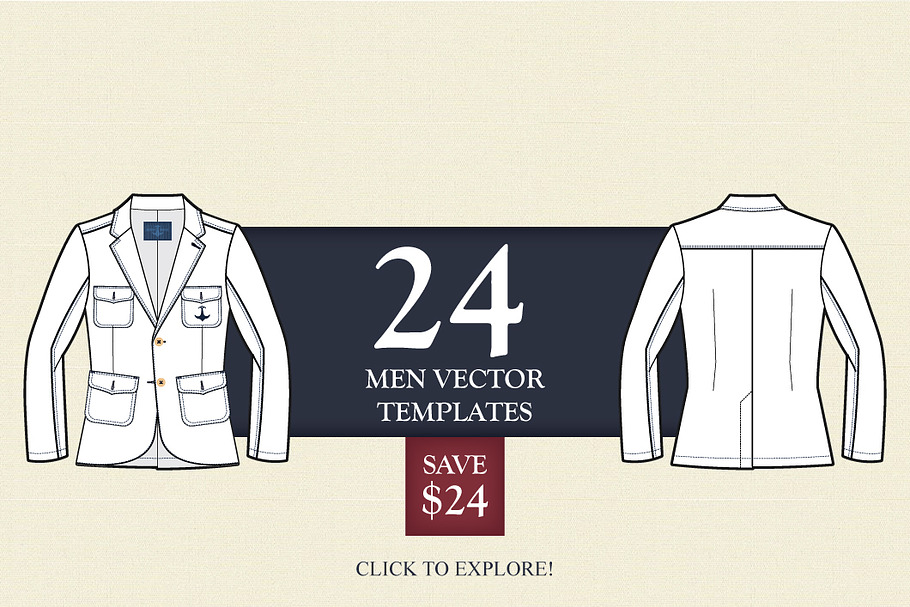 24 Men Vector Apparel Templates in Illustrations - product preview 8