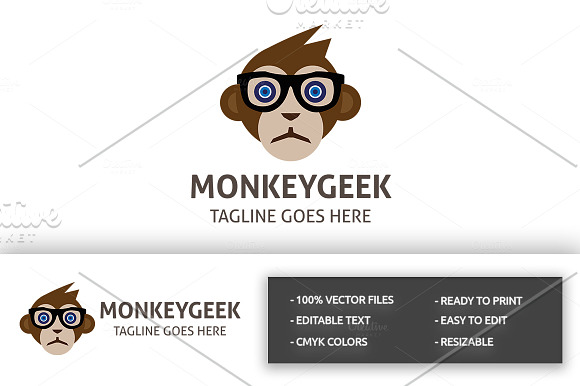 Monkey Geek Logo in Logo Templates - product preview 4