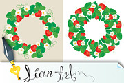 2 Circle ornament with Strawberries