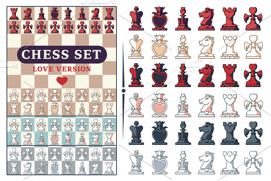 Love Chess Game Set in Illustrations - product preview 8