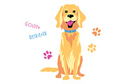 Vector sketch funny Golden Retriever dog sitting