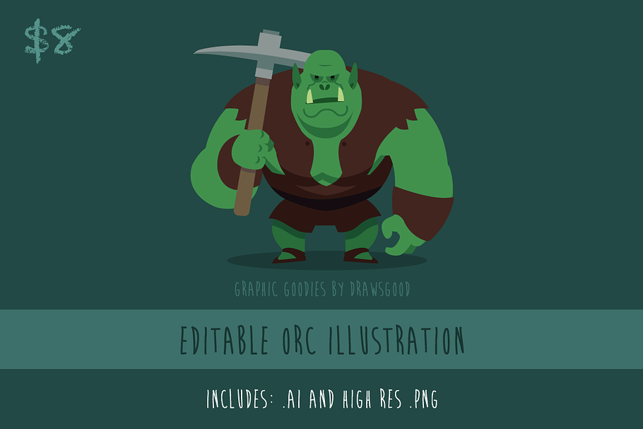 Orc Editable Vector Illustration in Illustrations - product preview 8