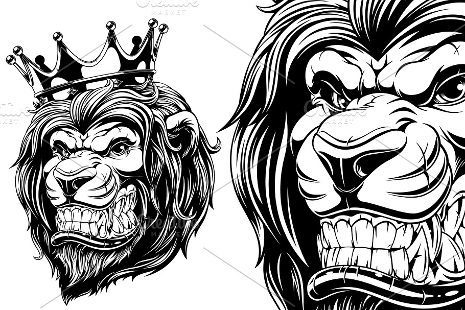 The head of a lion in the crown in Illustrations - product preview 8