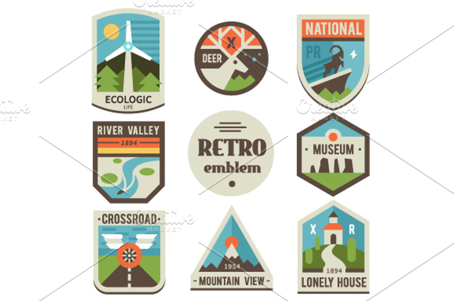 Retro ecologic emblems in Illustrations - product preview 8