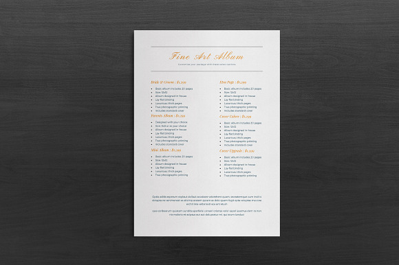 Photography Price List Template in Flyer Templates - product preview 3