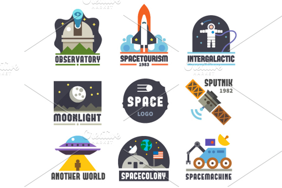 Space logo set in Illustrations - product preview 8