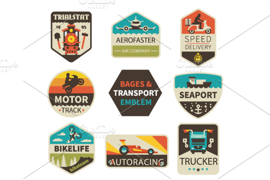 Vintage transport emblems in Illustrations - product preview 8