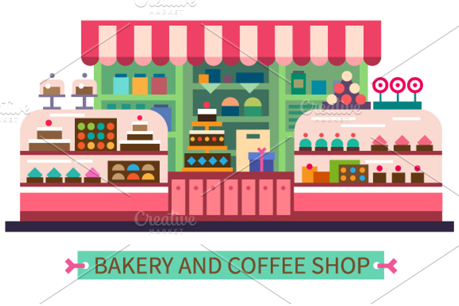 Bakery and coffee shop in Illustrations - product preview 8