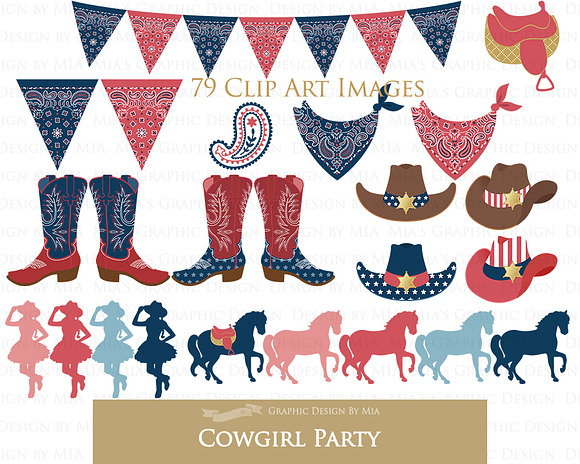 Cowgirl Red, White, Blue in Illustrations - product preview 2