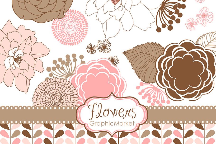 Flower Clip art and Digital paper in Illustrations - product preview 8