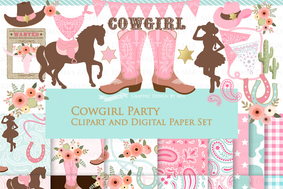 Cowgirl Pink Clipart+Pattern