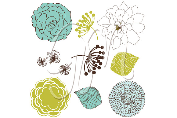 Flower Clip art and Digital paper in Illustrations - product preview 1
