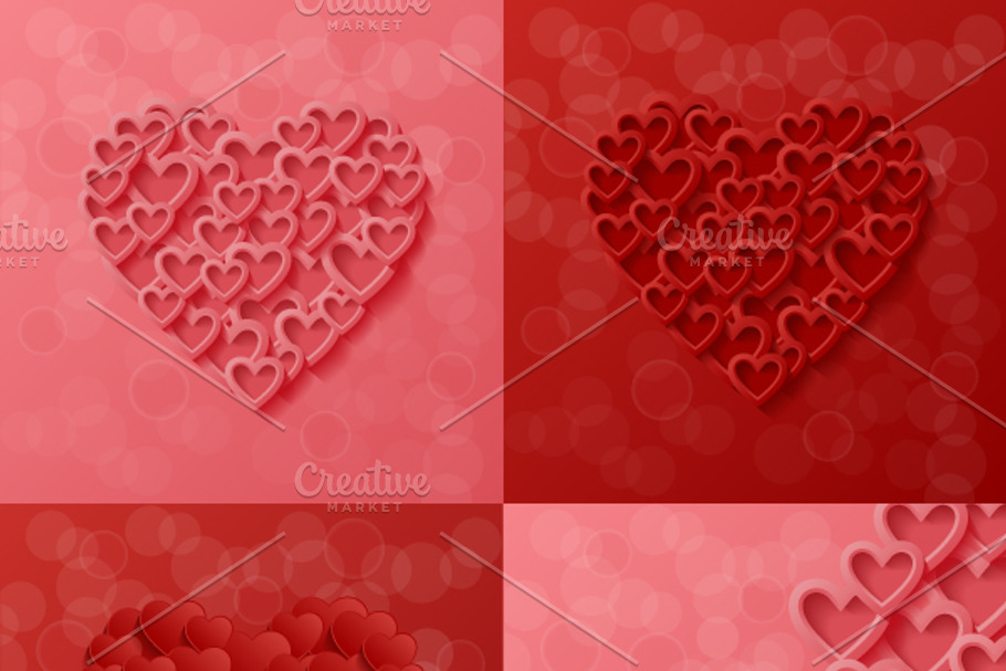 Set of backgrounds with hearts in Patterns - product preview 8
