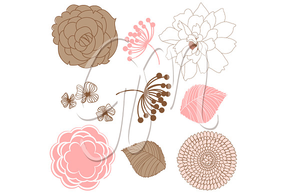 Flower Clip art and Digital paper in Illustrations - product preview 2