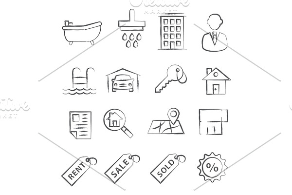Real Estate Doodle Icons