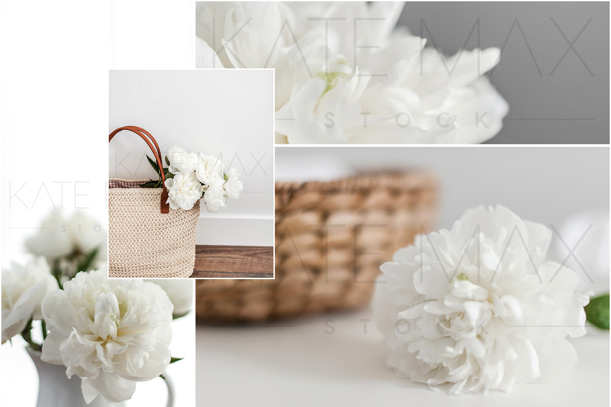 White Peonies Stock Photo Bundle in Product Mockups - product preview 8