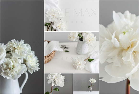 White Peonies Stock Photo Bundle in Product Mockups - product preview 2
