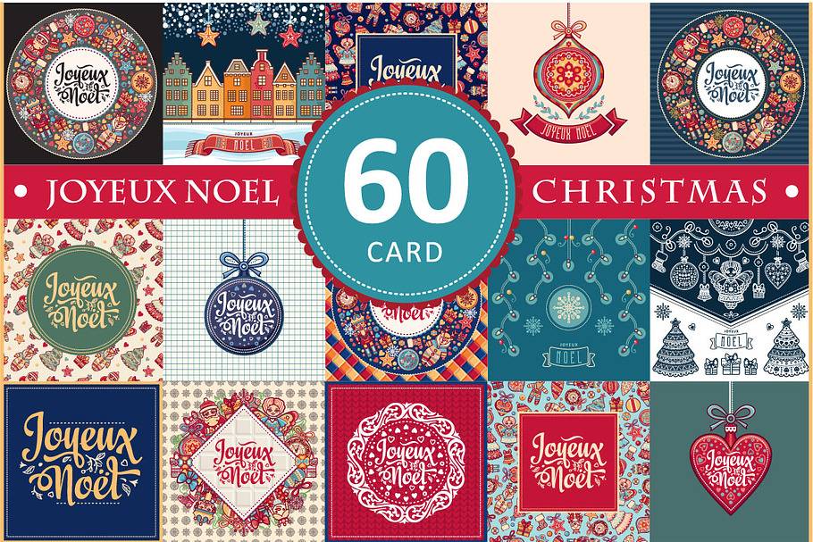 Joyeux Noel. Christmas card. Bundle in Card Templates - product preview 8