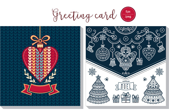 Joyeux Noel. Christmas card. Bundle in Card Templates - product preview 8