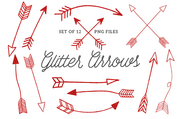 Hand Drawn Red Glitter Arrows in Illustrations - product preview 1