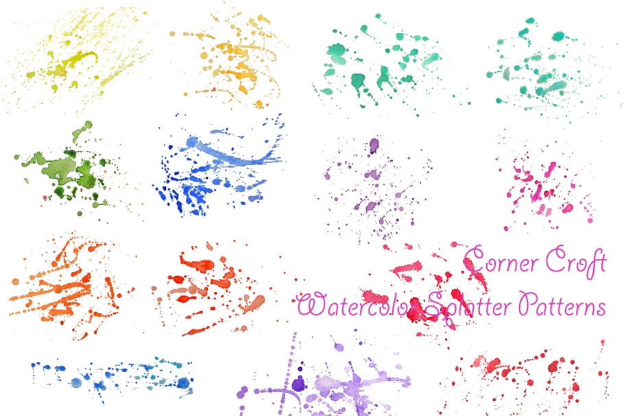 Watercolor Paint Splatter Patterns in Patterns - product preview 8